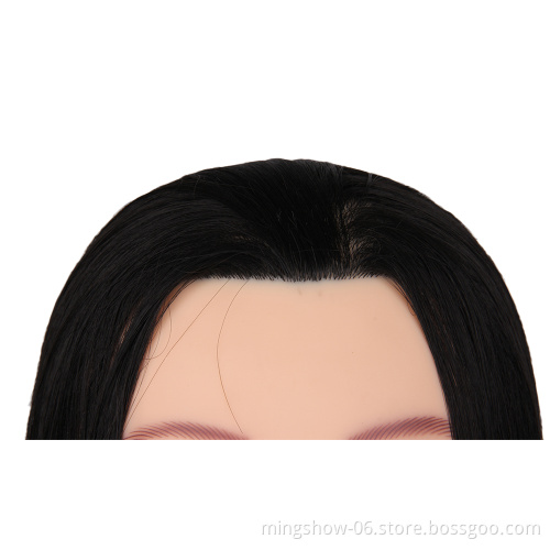 cheapest long black silkly staight wave mannuquine head  premium teaching head synthetic hair wigs hair
